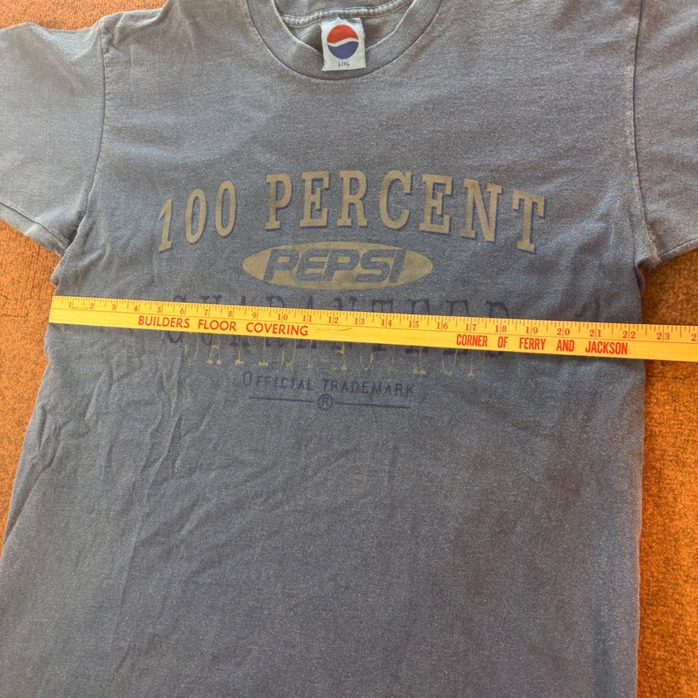 Vintage Pepsi Graphic T-Shirt Mens L XL Blue Faded 100 Percent Guaranteed Tee - Picture 2 of 7